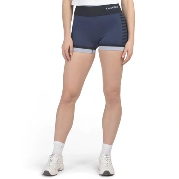 OISELLE Blue Black Run Seamless Racer Shorts Medium - Picture 1 of 4